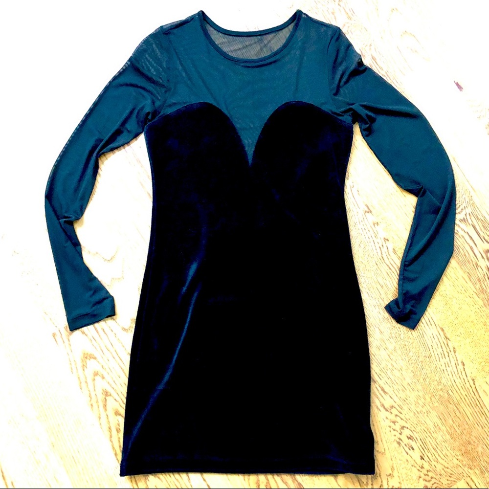 Black velvety sheer dress